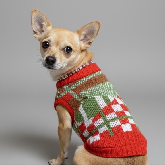 Geometric Knit Doggy Sweater - Picture 1 of 5